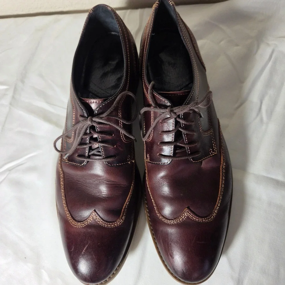 Johnston & Murphy Mens 11M Burgundy Leather Wingtip Oxford Dress Shoes 59-2218